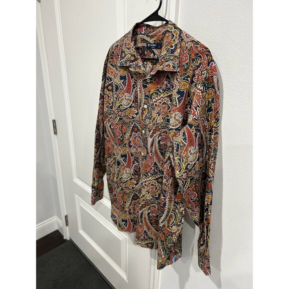 Cremieux Classics Paisley Button Front Shirt Multicolor Sz XXL Boho Eclectic Wor - Picture 3 of 11
